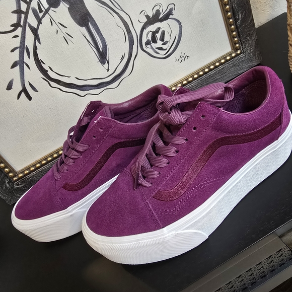 Vans Old School Stackform Platform Suede Purple Size 7 - Picture 2 of 6